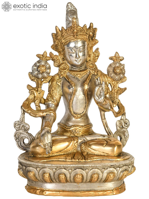 8" Goddess White Tara Handmade Brass Statue