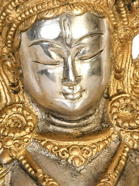 8" Goddess White Tara Brass Statue | Handmade | Made in India