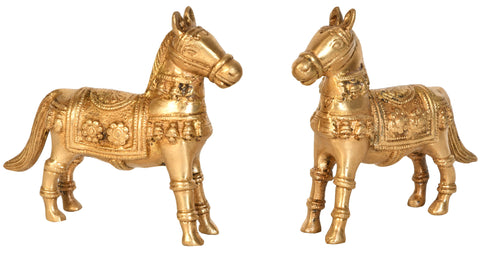 Pair of Brass Decorative Horses Figurine