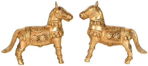Pair of Brass Decorative Horses Figurine
