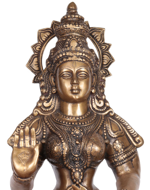 29" Large Size Goddess Lakshmi Holding A Lotus In Brass | Handmade | Made In India