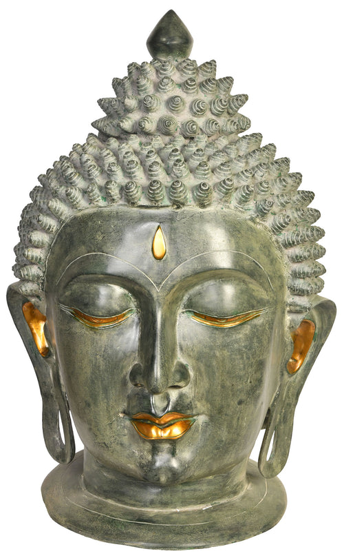 29" Large Handmade Buddha Head Brass Statue