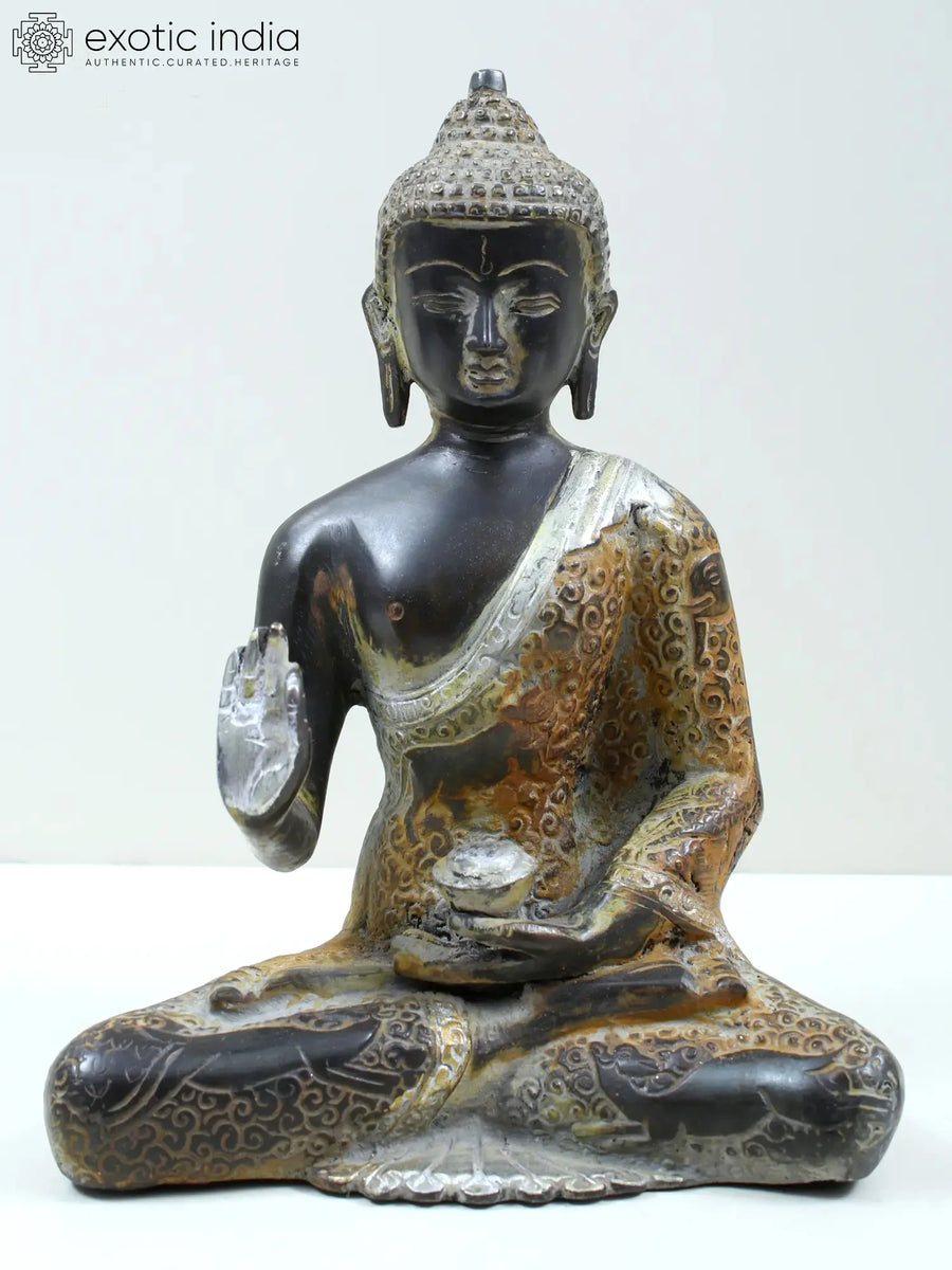 8" Blessing Buddha Tibetan Buddhist Brass Statue Handmade