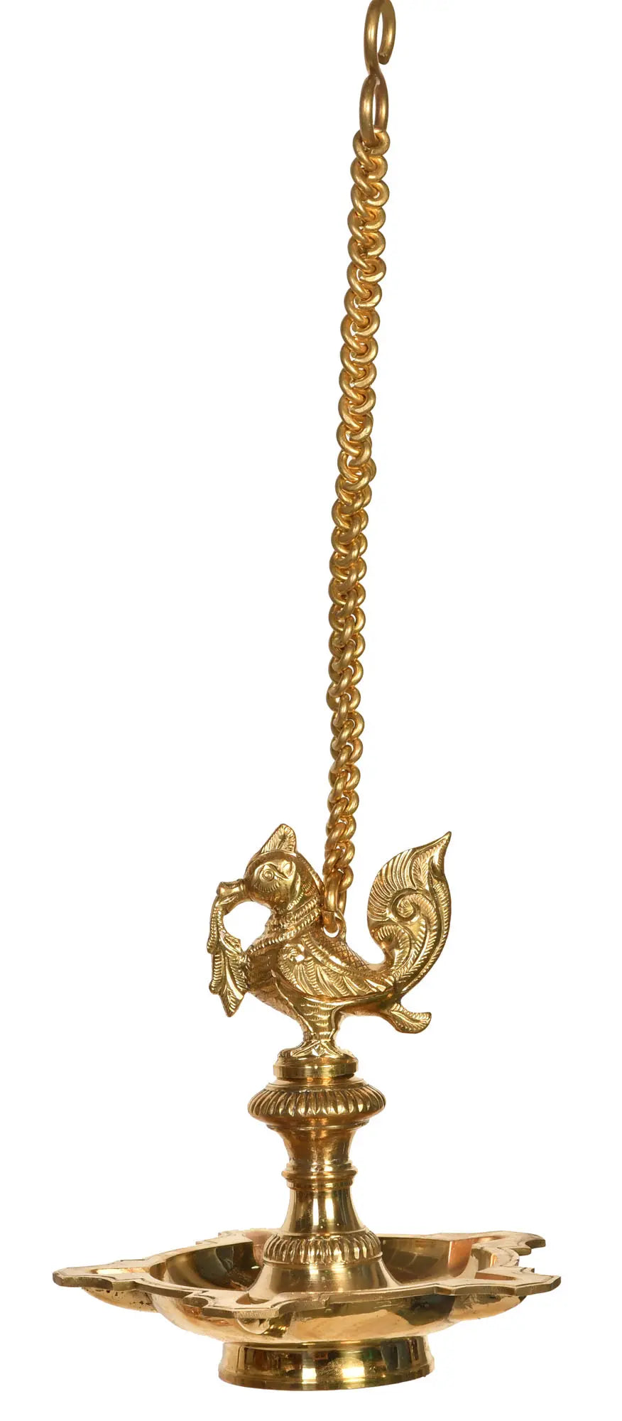 7" Brass Peacock Hanging Lamp Handmade