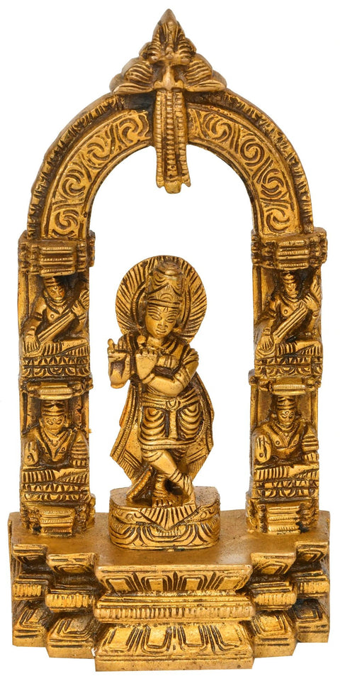 7" Temple Krishna In Brass | Handmade | Made In India
