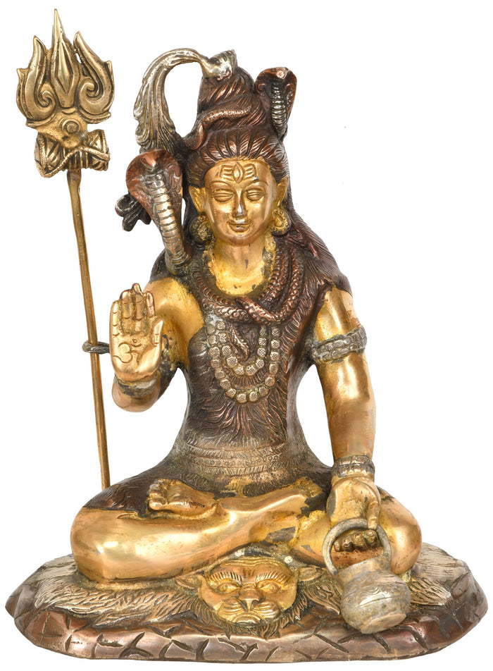 10" Shiva the Yogi Brass Statue with Kamandalu