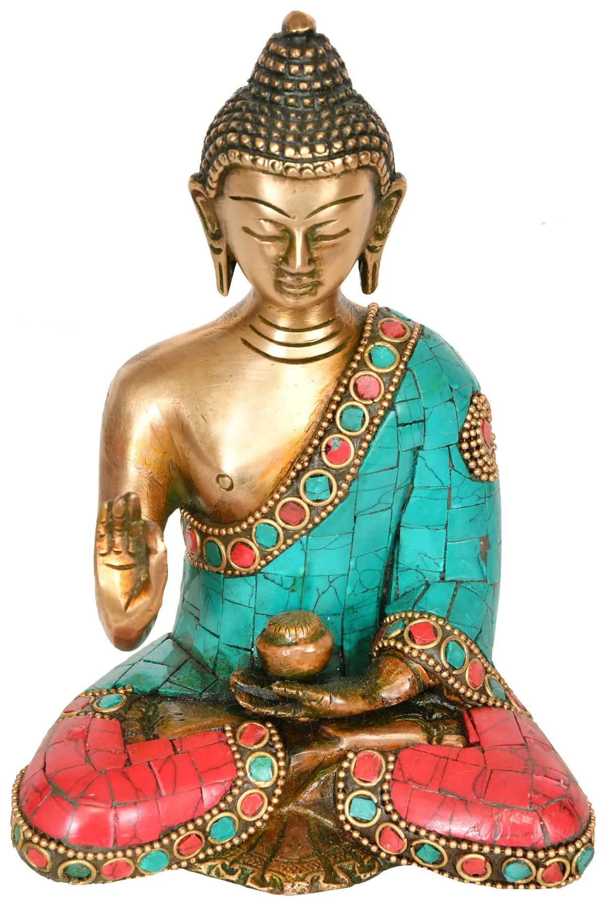 6" Tibetan Buddhist Deity Buddha in Vitark Mudra in Brass | Handmade | Made In India