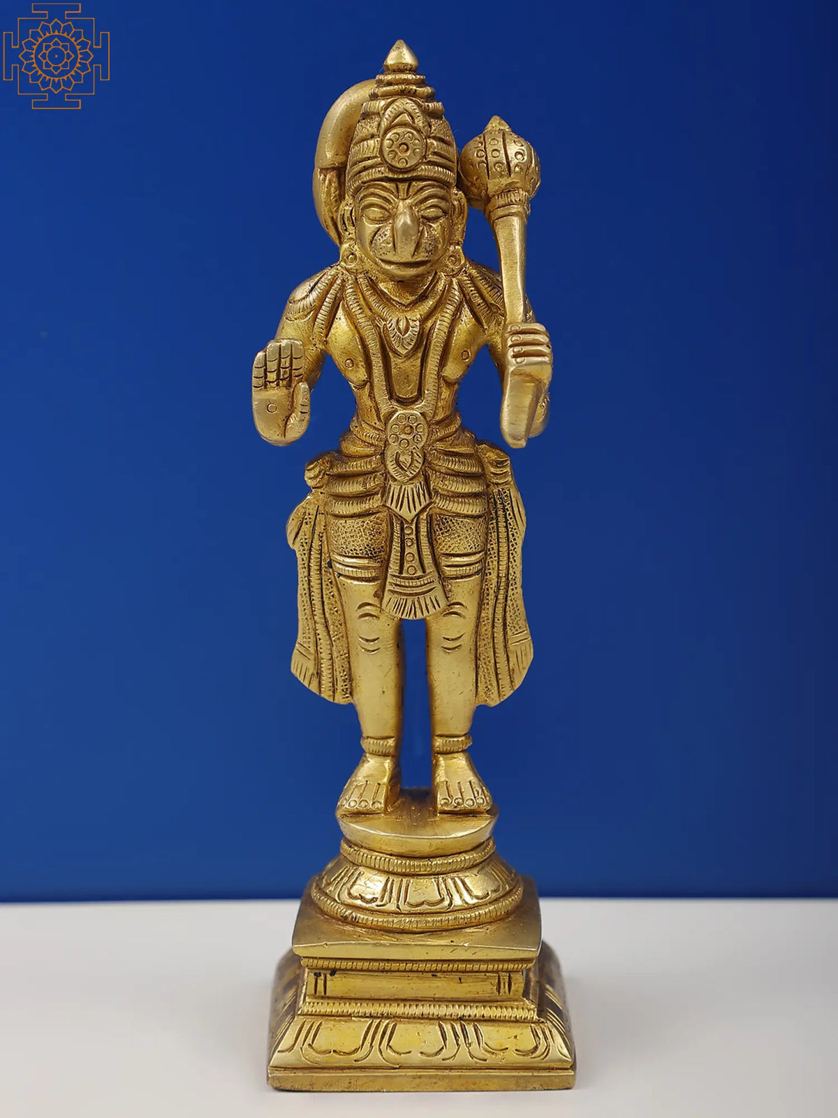 6" Small Blessing Hanuman Statue with Gada in Brass