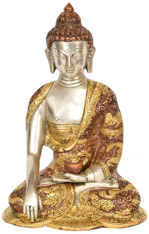 8" Lord Buddha in Mara Vijay Mudra (Tibetan Buddhist Deity) In Brass | Handmade | Made In India