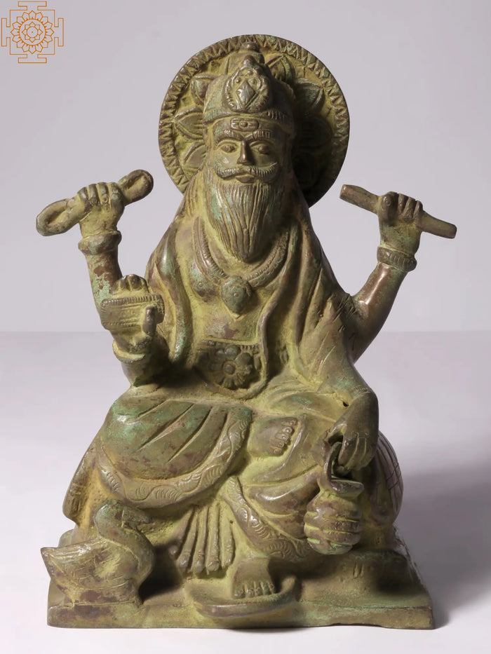 7" Lord Vishwakarma In Brass | Handmade | Made In India
