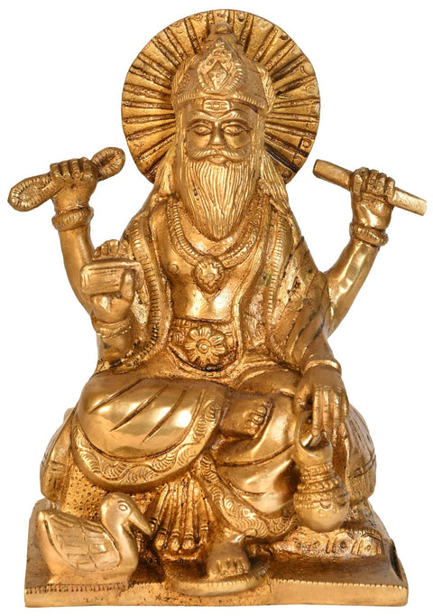 7" Lord Vishwakarma In Brass | Handmade | Made In India