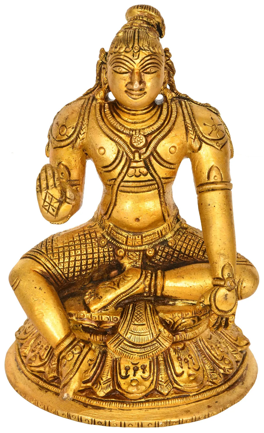 4" Blessing Krishna with Long Choti Brass Handmade Statue