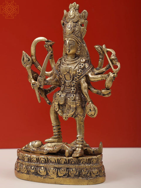 9" Goddess Kali Brass Sculpture | Handmade Brass Statue | Made in India
