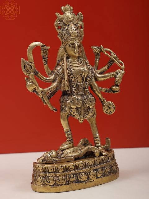 9" Goddess Kali Brass Sculpture | Handmade Brass Statue | Made in India