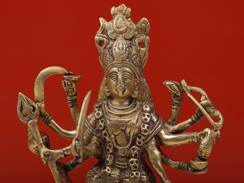 9" Goddess Kali Brass Sculpture | Handmade Brass Statue | Made in India