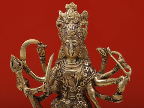 9" Goddess Kali Brass Sculpture | Handmade Brass Statue | Made in India