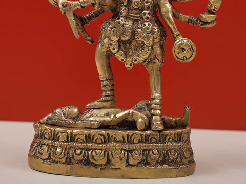 9" Goddess Kali Brass Sculpture | Handmade Brass Statue | Made in India