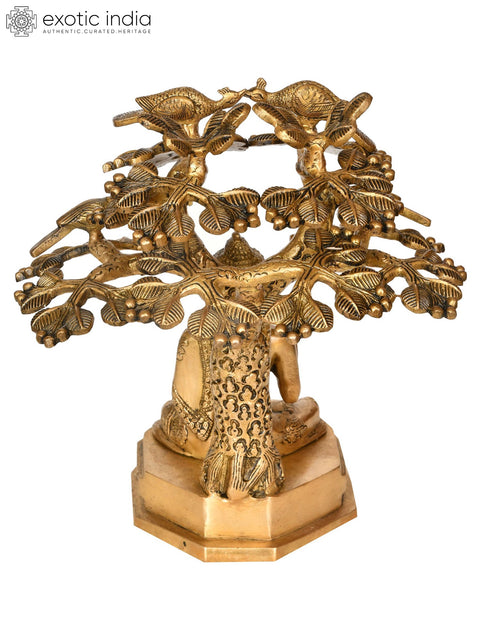 11" Lord Buddha Preaching Under The Boddhi Tree (Tibetan Buddhist) In Brass | Handmade | Made In India