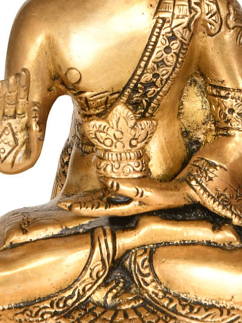 11" Lord Buddha Preaching Under The Boddhi Tree (Tibetan Buddhist) In Brass | Handmade | Made In India