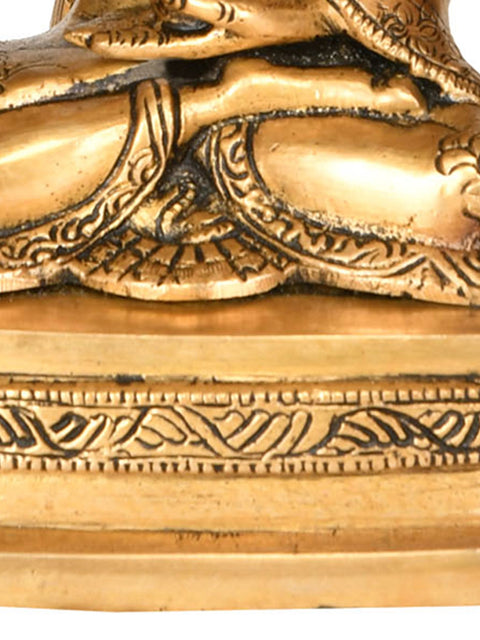 11" Lord Buddha Preaching Under The Boddhi Tree (Tibetan Buddhist) In Brass | Handmade | Made In India
