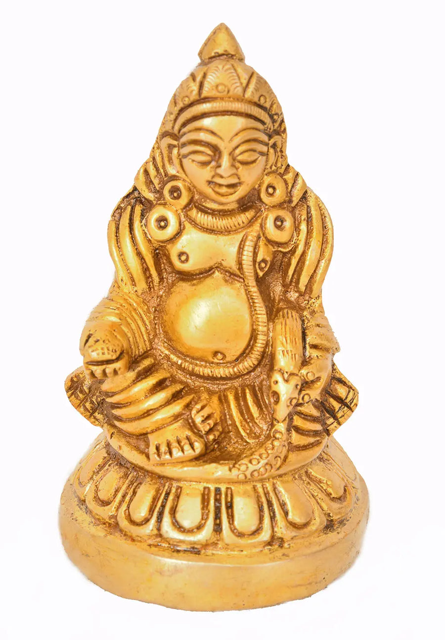3" Lord Kubera Brass Idol Handmade