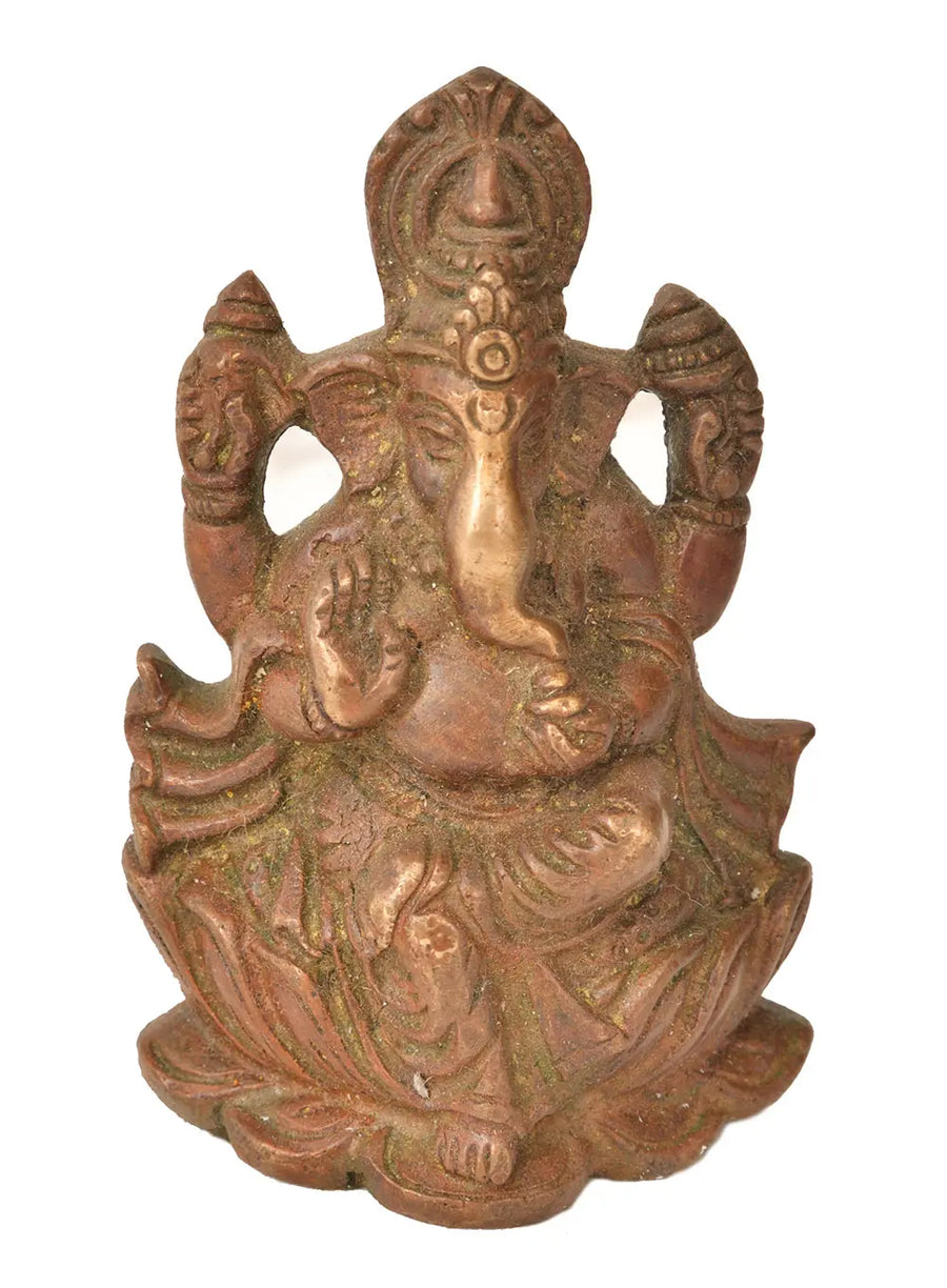 3" Kamalasana Ganesha Brass Statue Handmade
