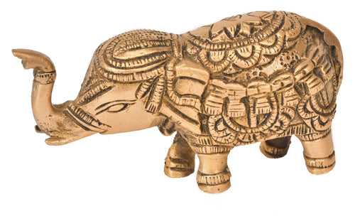 Elephant with Upraised Trunk Brass Statue for Vastu