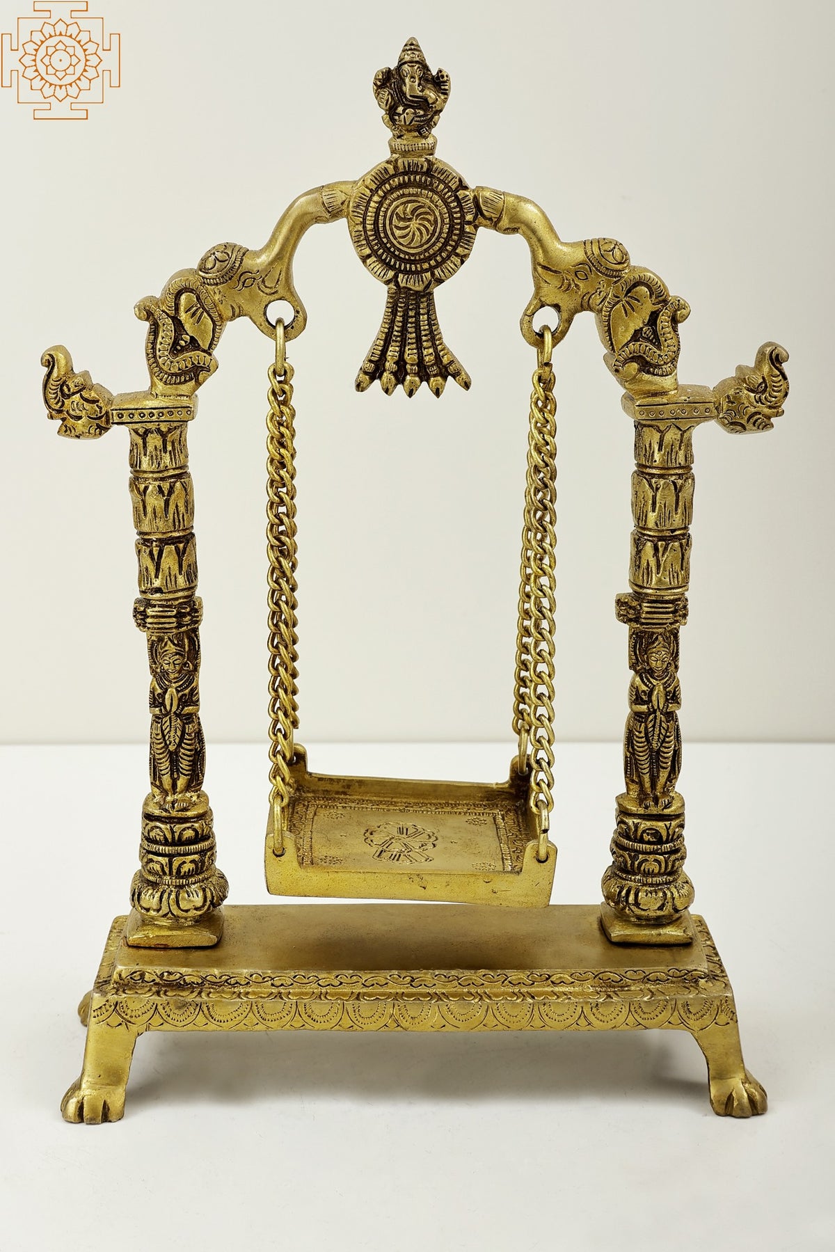 11" Parrot Swing for Your Favourite Deity In Brass | Handmade | Made In India