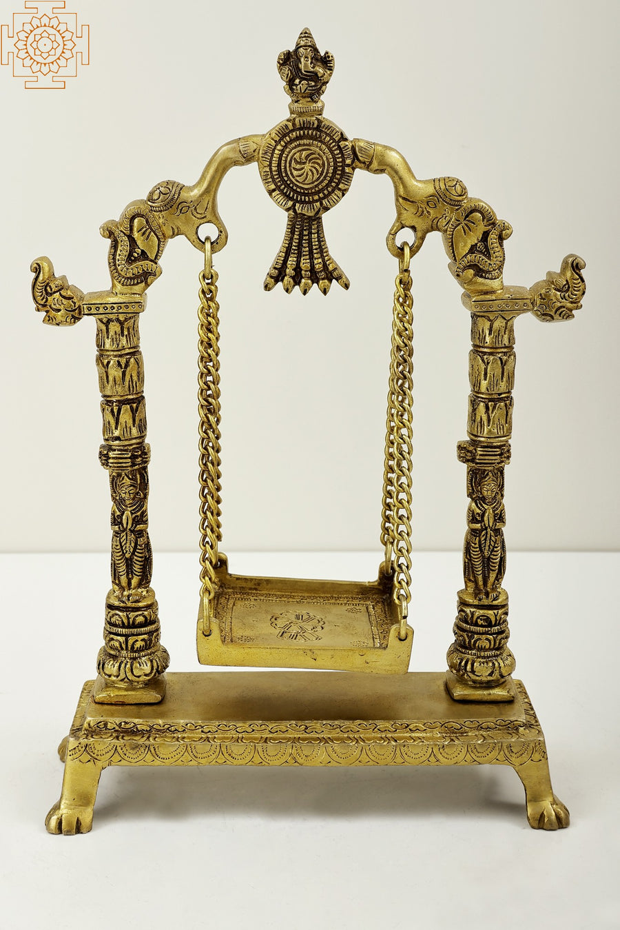 11" Brass Parrot Swing Idol for Pooja Handmade