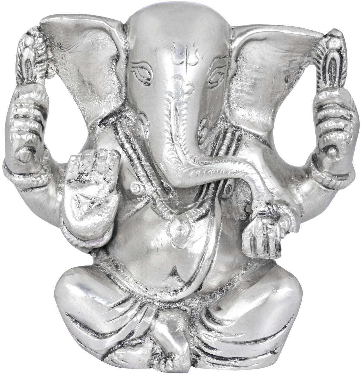 3" Ganesha Idol Eating Modak In Brass | Handmade | Made In India