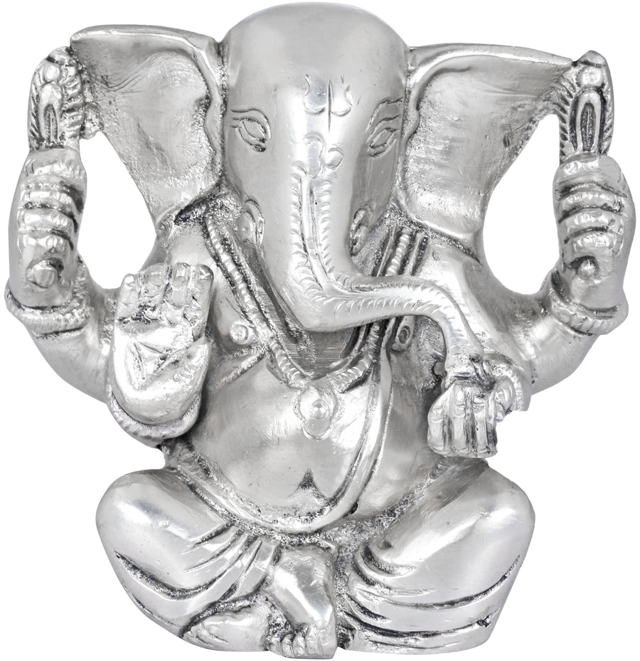 3" Ganesha Eating Modak Brass Idol Handmade