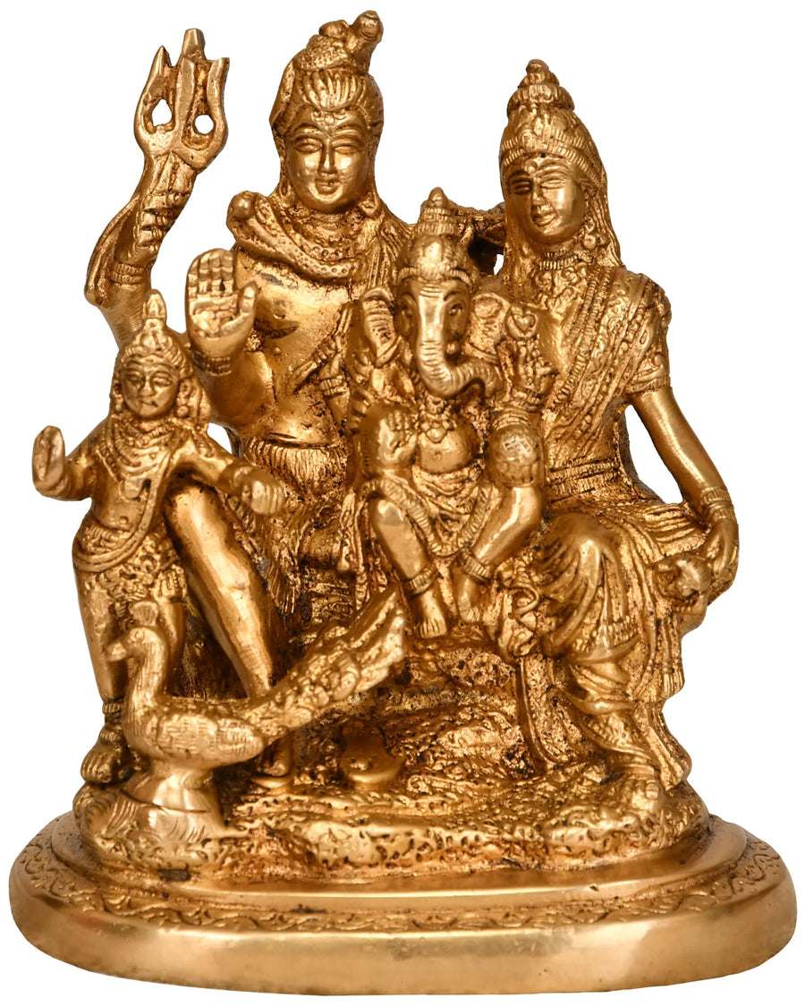 6" Shiva Family Brass Idols Handmade