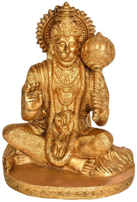 7" Lord Hanuman Granting Abhaya In Brass | Handmade | Made In India