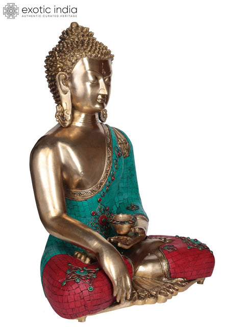 19" Lord Buddha in Earth-Witness Gesture In Brass | Handmade | Made In India