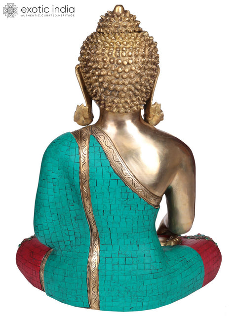 19" Lord Buddha in Earth-Witness Gesture In Brass | Handmade | Made In India