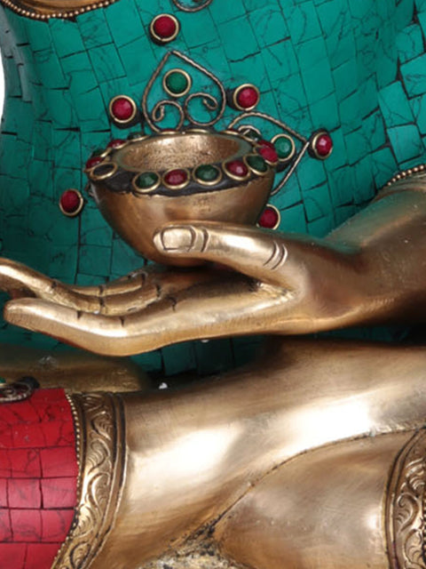 19" Lord Buddha in Earth-Witness Gesture In Brass | Handmade | Made In India