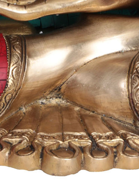 19" Lord Buddha in Earth-Witness Gesture In Brass | Handmade | Made In India