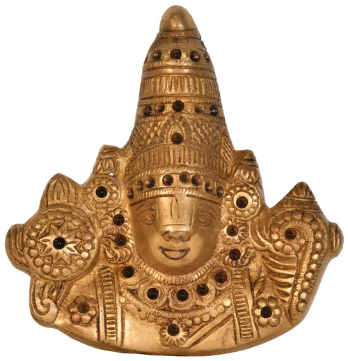 6" Lord Venkateshvara of Tirupati Brass Wall Hanging Handmade