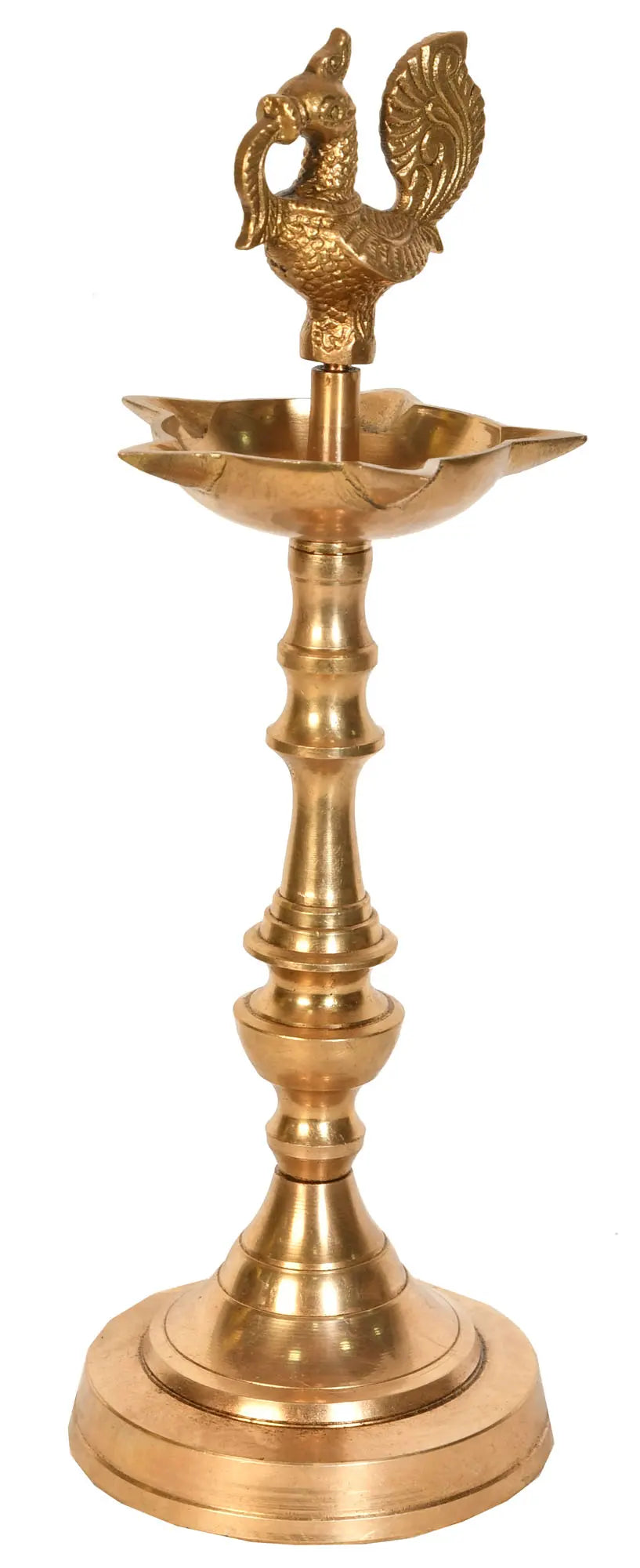 12" Brass Mayur Five Wick Lamp with Stand Handmade