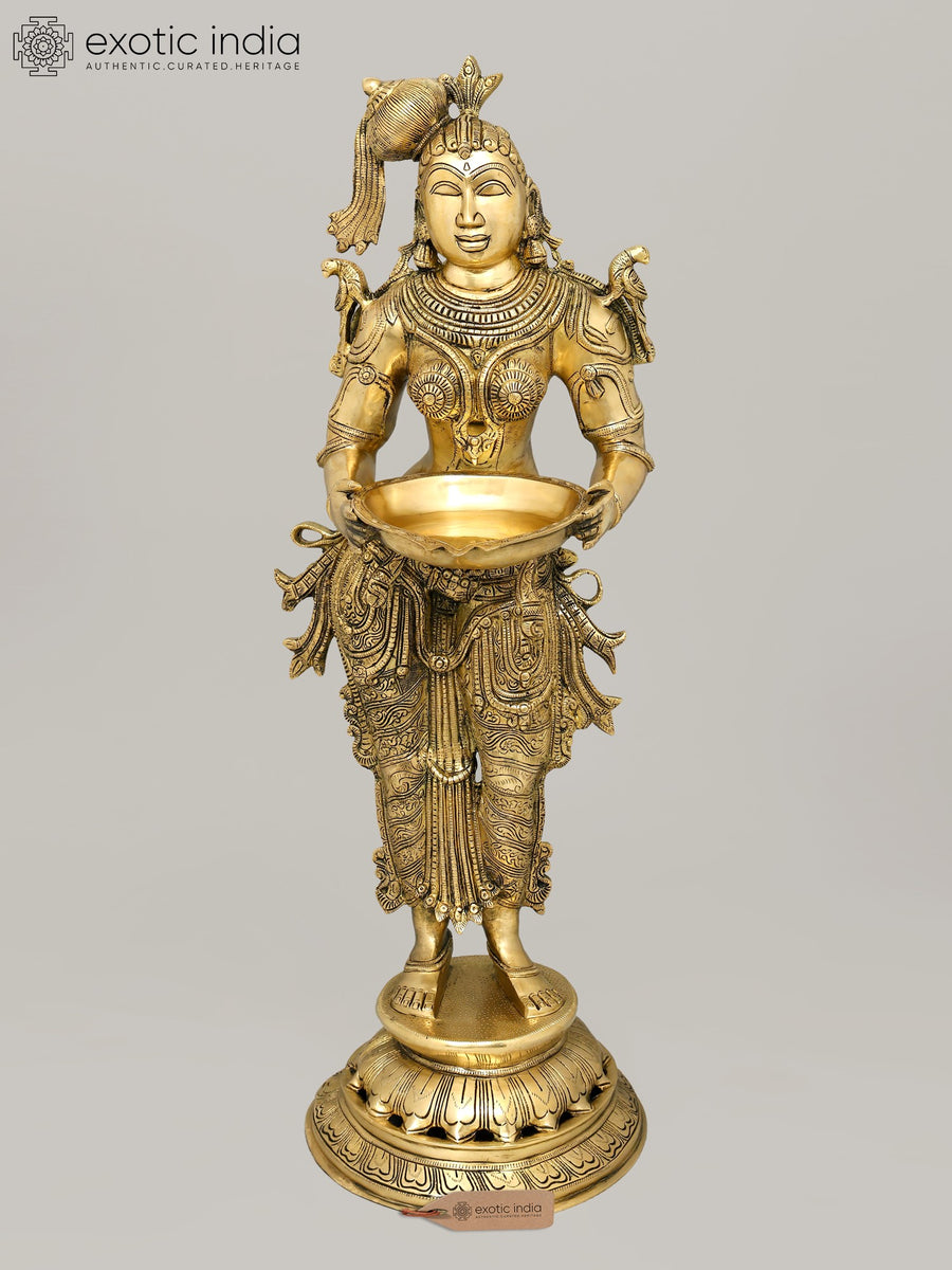 36" Deepalakshmi Brass Statue Handmade for Home Pooja
