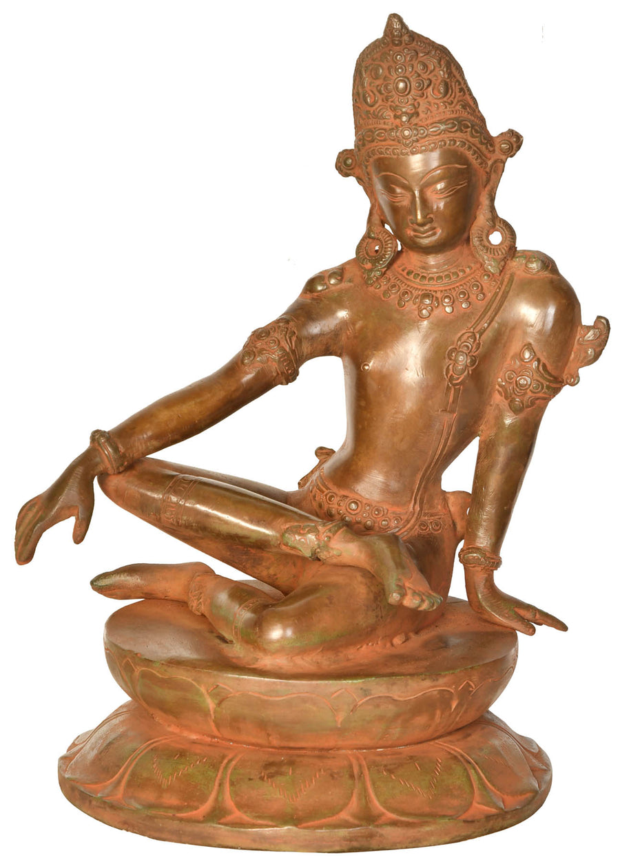 12" Handmade Indra Rain God Brass Statue