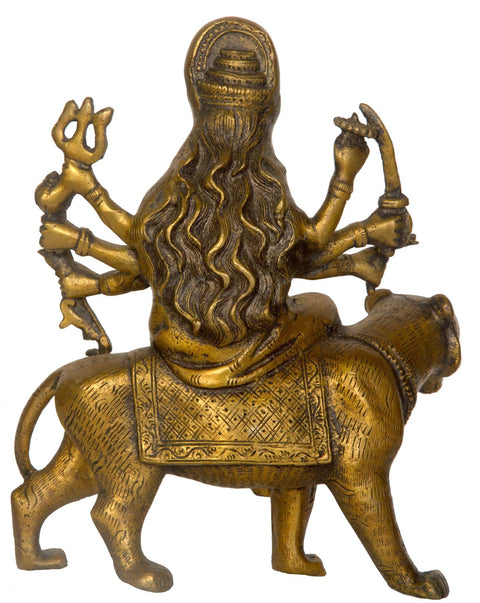 8" Goddess Durga In Brass | Handmade | Made In India