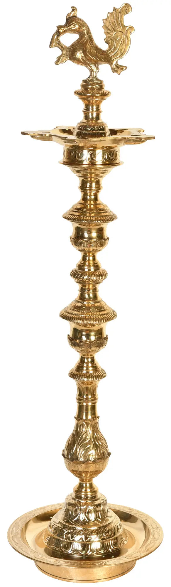 37" Brass Peacock Handmade Lamp Statue