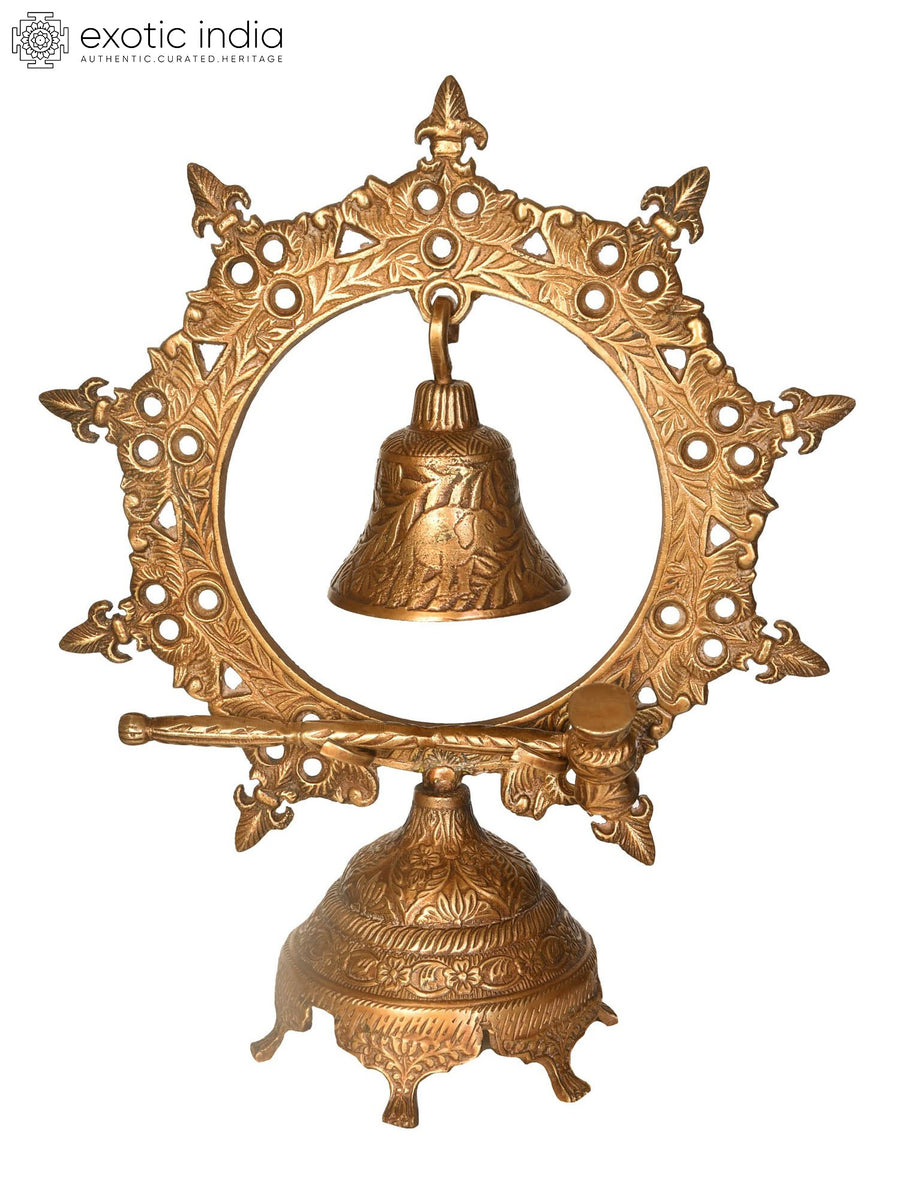 15" Brass Bell with Gong Handmade Statue