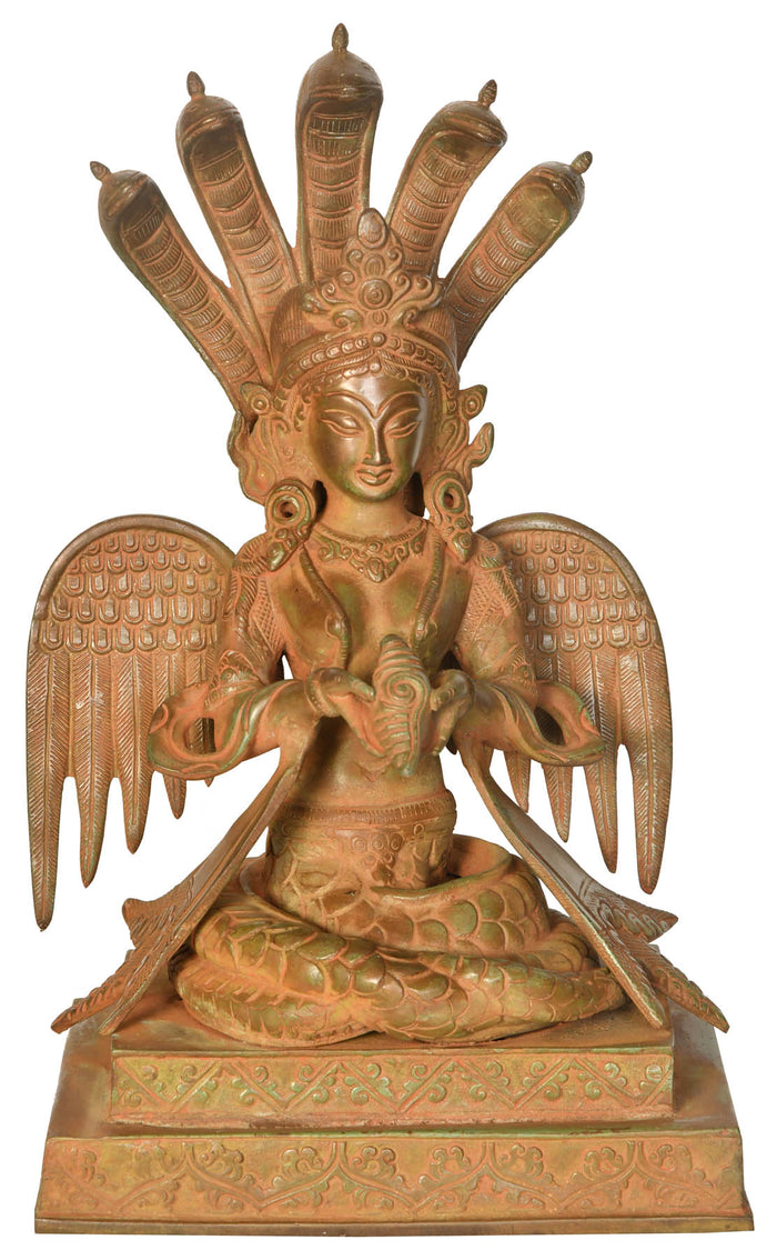 16" Naga-Kanya Snake Woman Brass Statue Handmade