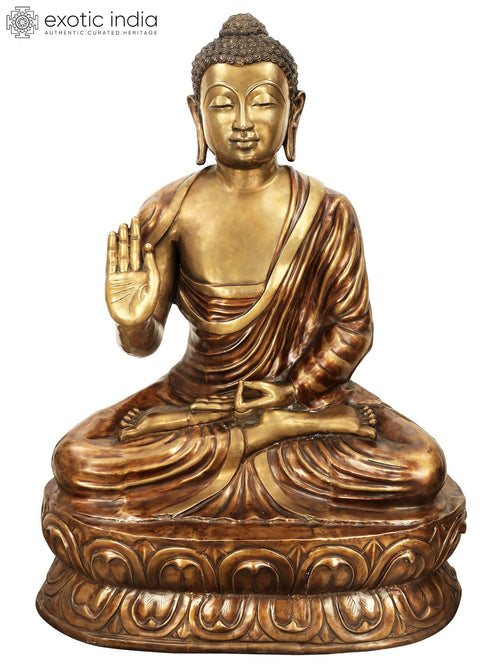 67" Handmade Buddha Vitarka Mudra Brass Statue for Home Decor