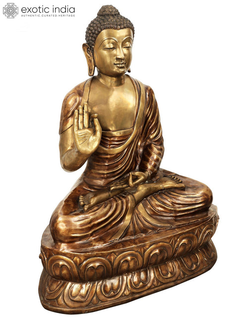 67" Handmade Buddha in Vitarka Mudra Brass Statue | Made In India