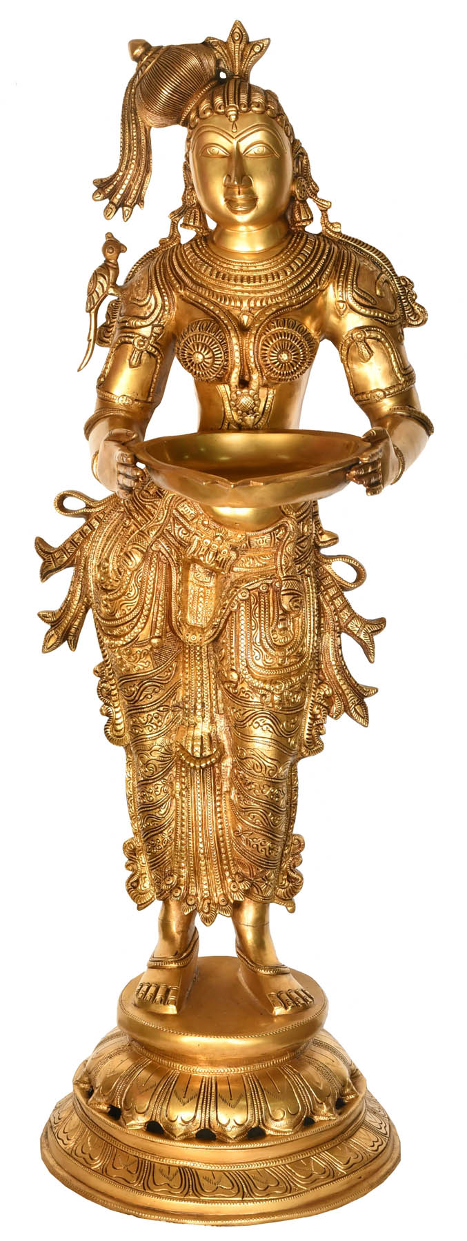 37" Large Deepalakshmi Brass Statue Handmade for Pooja