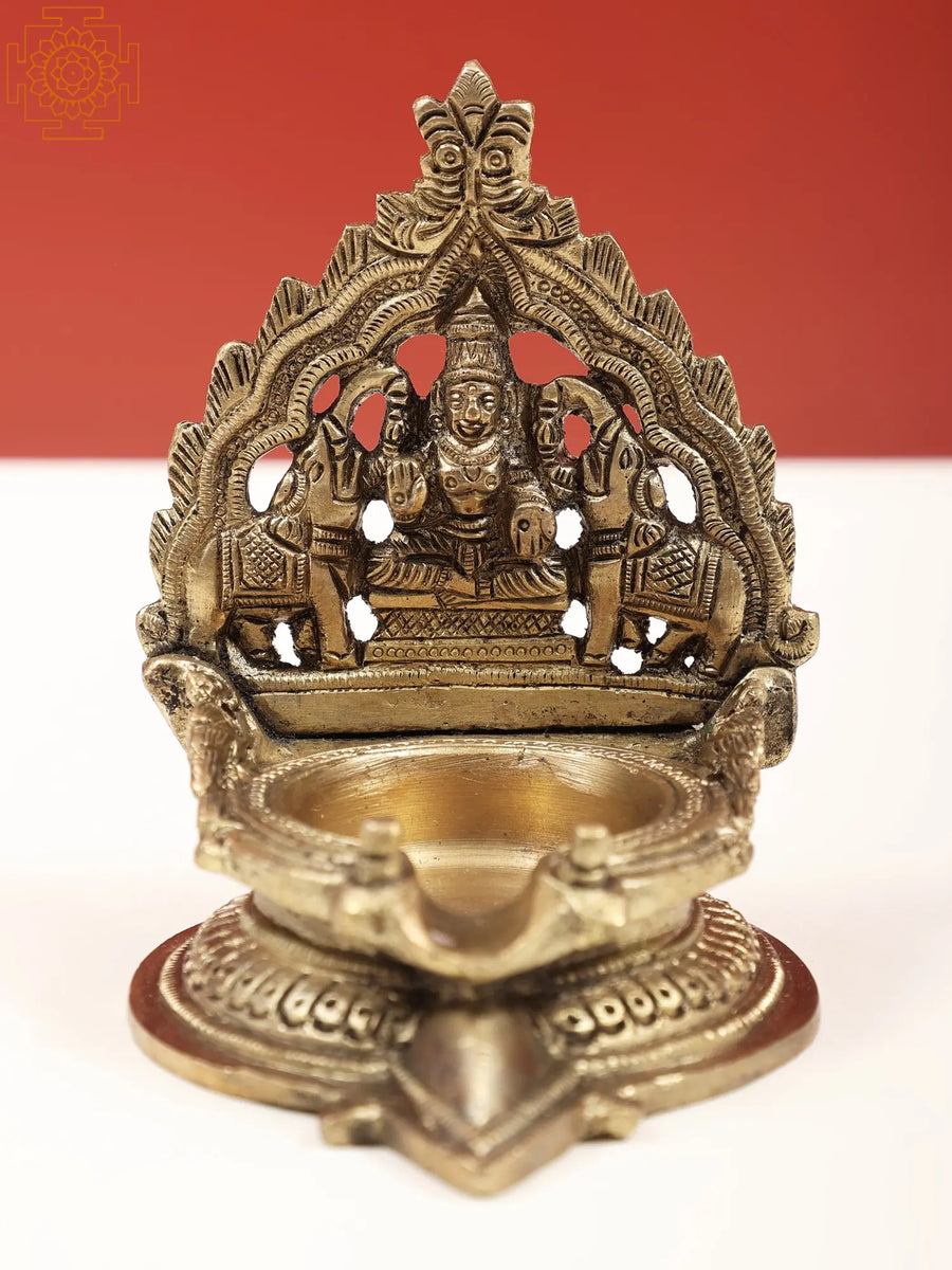 4" Gajalakshmi Brass Wick Diya Handmade