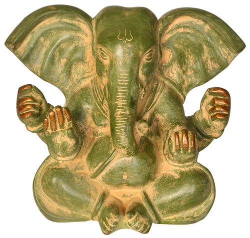 9" Brass Ganesha Sculpture with Large Ears Handmade